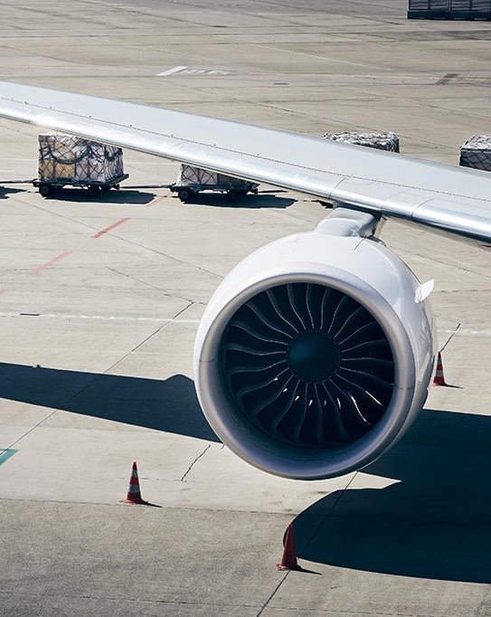 closeup of airplane engine